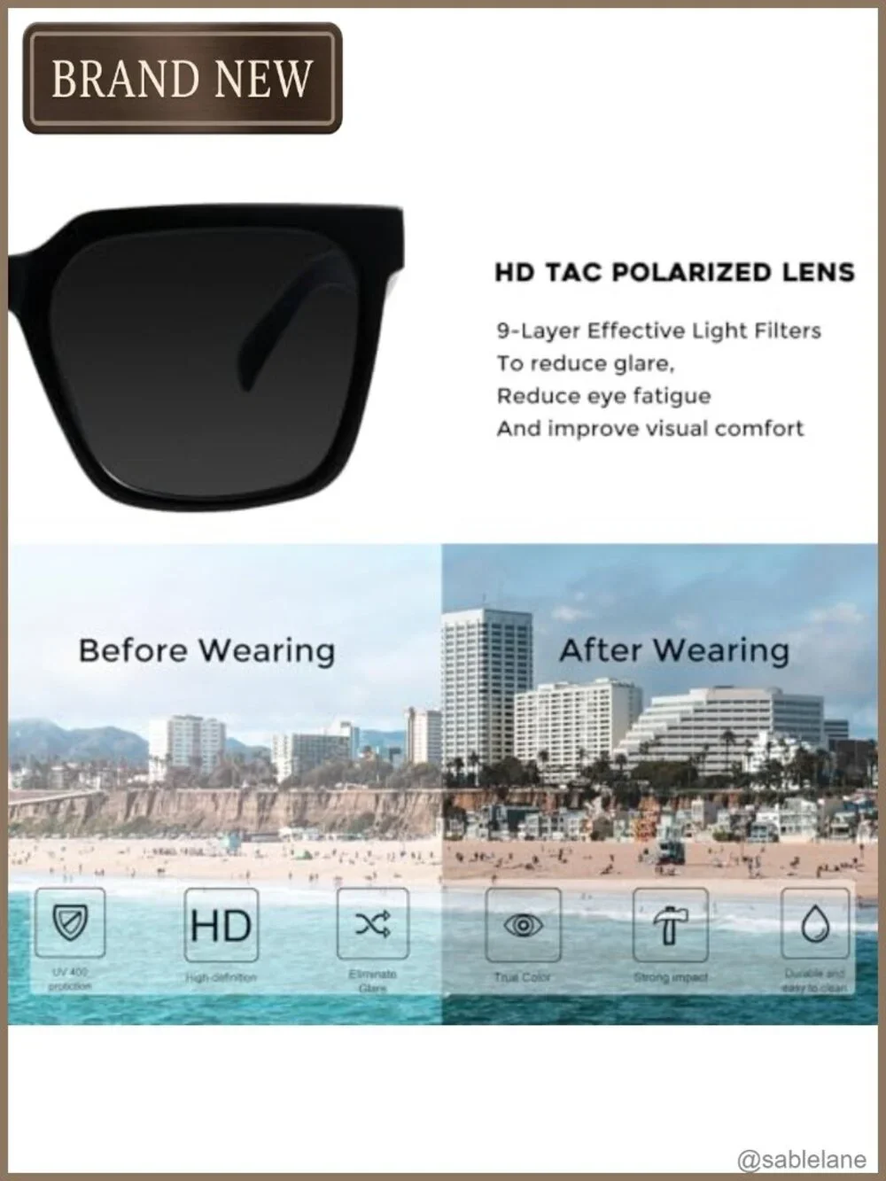 Oversized Square Sunglasses Women UV400 Protection Retro Plastic
